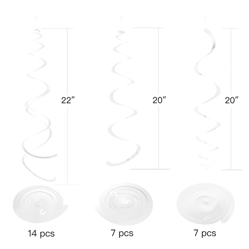 Weven White Party Hanging Swirl Decorations Plastic Streamer for Ceiling, Pack of 28 - Image 2